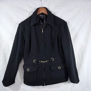 INC International Concepts Black Zip Cotton Jacket Women’s XL coat